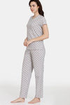 Zivame Basics Knit Cotton Pyjama Set - Gray Violet — thumbnail 3